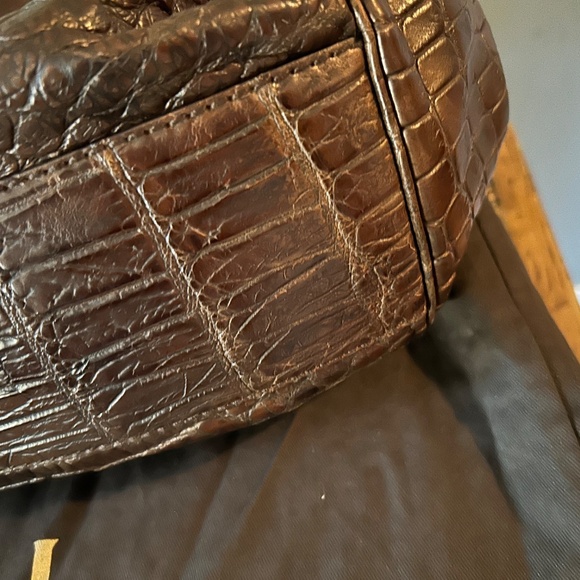 Large genuine crocodile dark cognac Gucci Sukey. Rare! - Picture 3 of 12